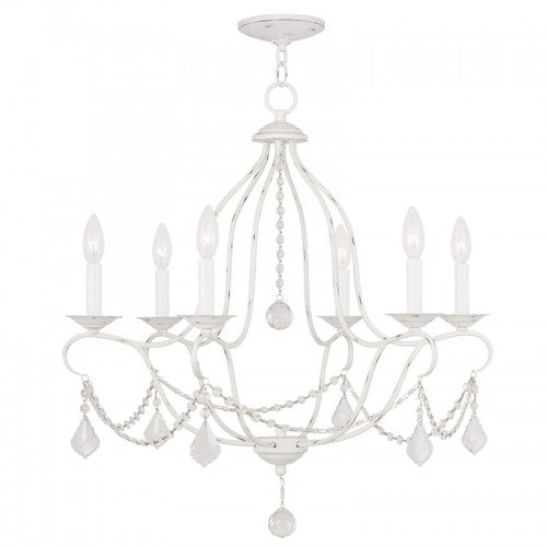 ##Antique Hardware## 6 Light Antique White Chandelier