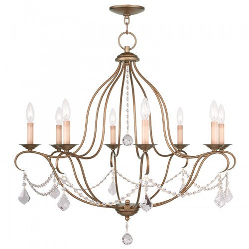 ##Antique Hardware## 8 Light Antique Gold Leaf Chandelier