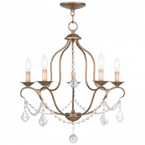 ##Antique Hardware## 5 Light Antique Gold Leaf Chandelier