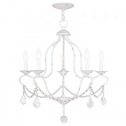 ##Antique Hardware## 5 Light Antique White Chandelier