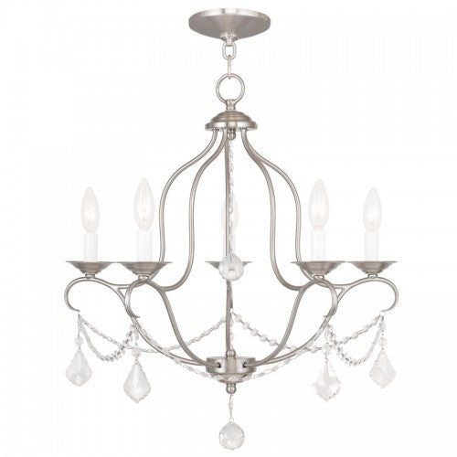 ##Antique Hardware## 5 Light Brushed Nickel Chandelier