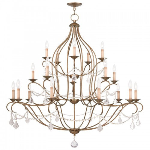 ##Antique Hardware## 12 Light Antique Gold Leaf Chandelier