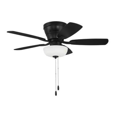 Antique Hardware 42" Wheeler 2-Light Bowl in Flat Black w/ Flat Black/Greywood Blades Ceiling Fan