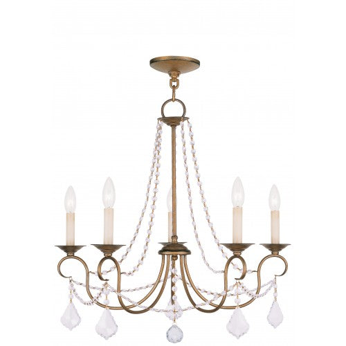 ##Antique Hardware## 5 Light Antique Gold Leaf Chandelier