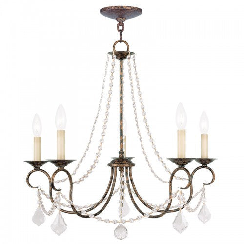 ##Antique Hardware## 5 Light Venetian Golden Bronze Chandelier