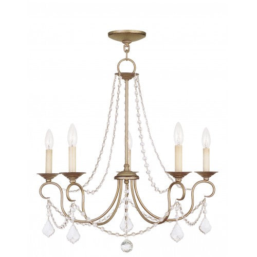 ##Antique Hardware## 5 Light Antique Silver Leaf Chandelier