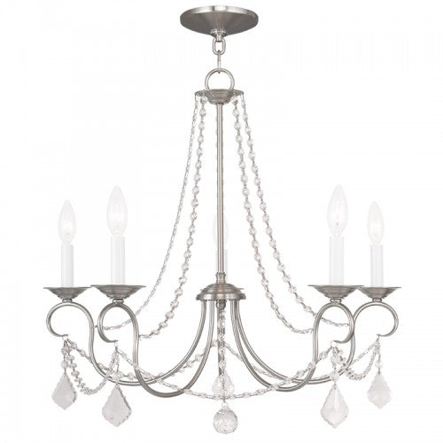 ##Antique Hardware## 5 Light Brushed Nickel Chandelier