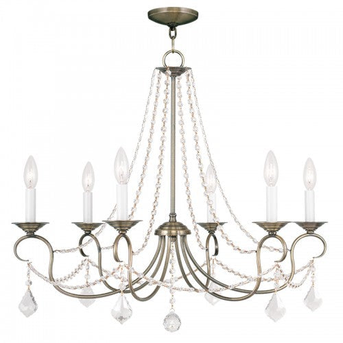 ##Antique Hardware## 6 Light Antique Brass Chandelier