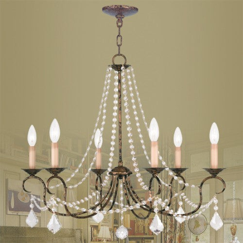 ##Antique Hardware## 6 Light Venetian Golden Bronze Chandelier