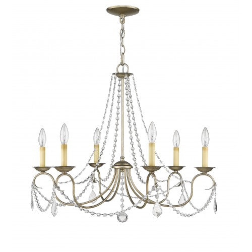 ##Antique Hardware## 6 Light Antique Silver Leaf Chandelier