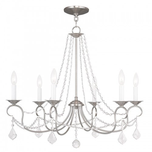 ##Antique Hardware## 6 Light Brushed Nickel Chandelier