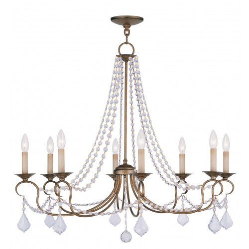 ##Antique Hardware## 8 Light Antique Gold Leaf Chandelier