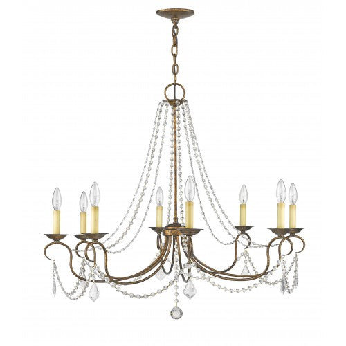 ##Antique Hardware## 8 Light Venetian Golden Bronze Chandelier