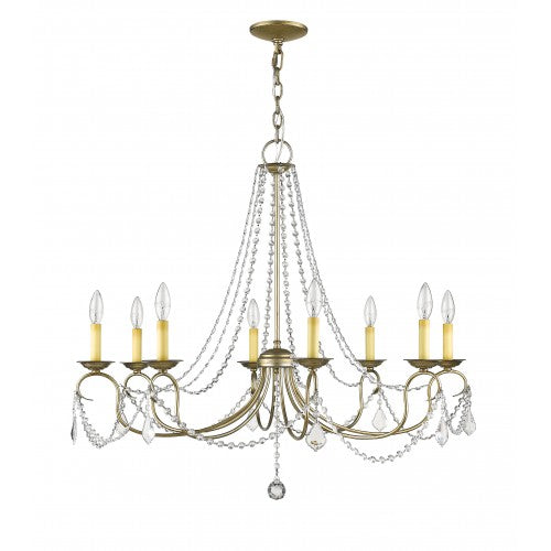 ##Antique Hardware## 8 Light Antique Silver Leaf Chandelier