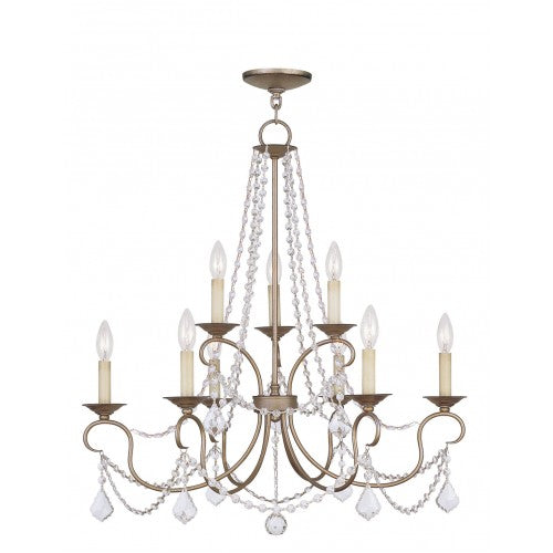 ##Antique Hardware## 9 Light Antique Silver Leaf Chandelier