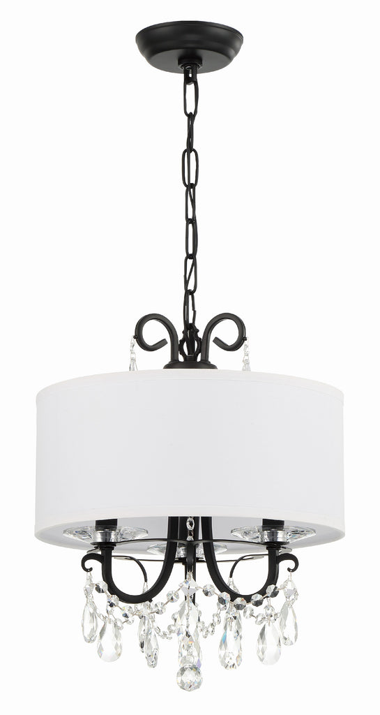 ##Antique Hardware## Othello 3 Light Matte Black Mini Chandelier