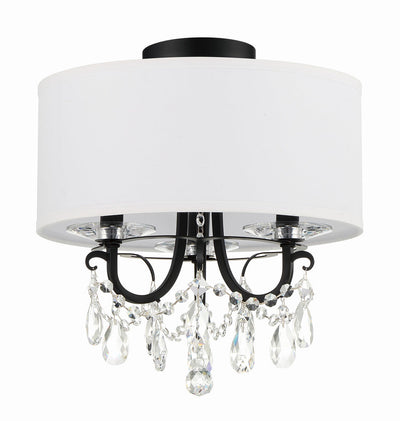 ##Antique Hardware## Othello 3 Light Matte Black Semi Flush Mount