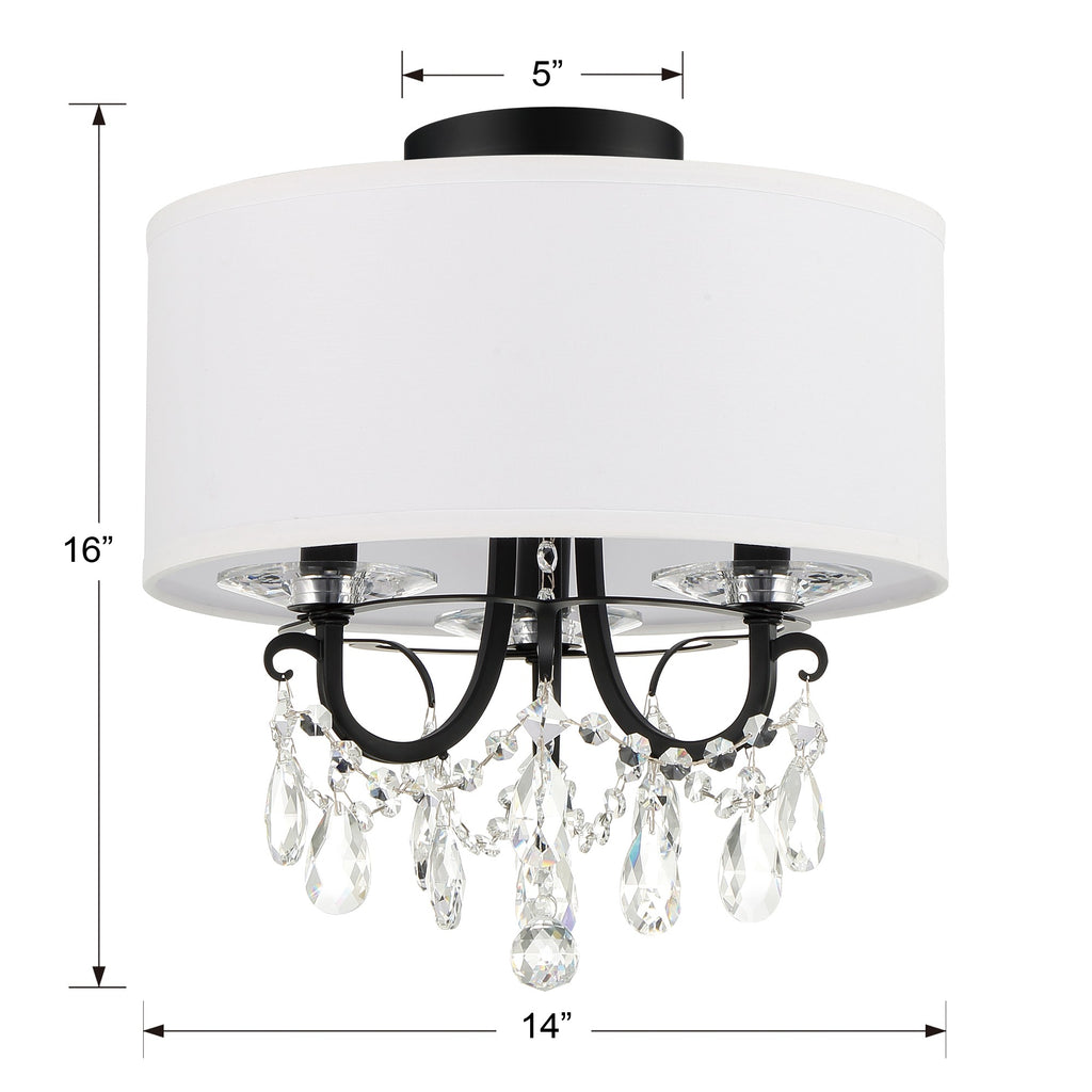 ##Antique Hardware## Othello 3 Light Matte Black Semi Flush Mount