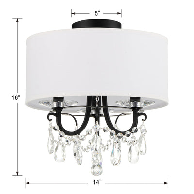 ##Antique Hardware## Othello 3 Light Matte Black Semi Flush Mount