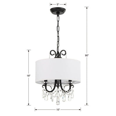 ##Antique Hardware## Othello 3 Light Matte Black Mini Chandelier