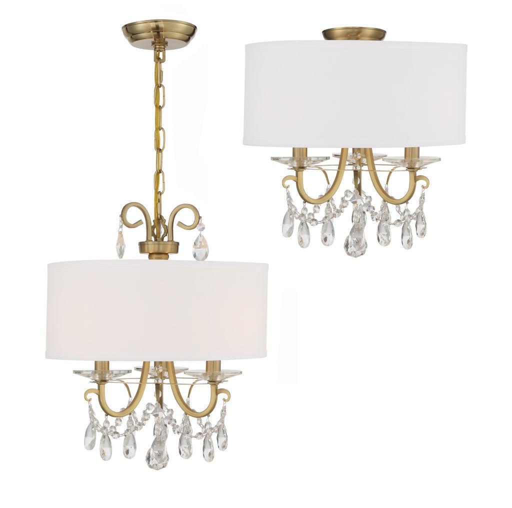 ##Antique Hardware## Othello 3 Light Spectra Crystal Vibrant Gold Mini Chandelier