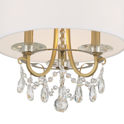 ##Antique Hardware## Othello 3 Light Spectra Crystal Vibrant Gold Mini Chandelier