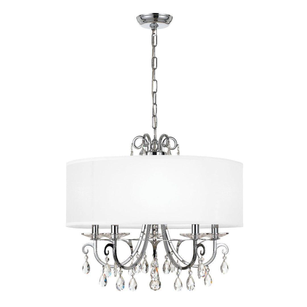 ##Antique Hardware## Othello 5 Light Clear Crystal Polished Chrome Chandelier