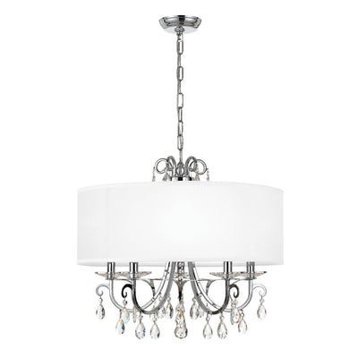 ##Antique Hardware## Othello 5 Light Clear Crystal Polished Chrome Chandelier