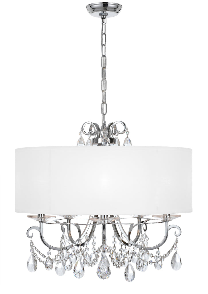 ##Antique Hardware## Othello 5 Light Clear Crystal Polished Chrome Chandelier