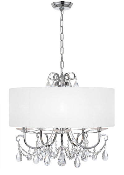 ##Antique Hardware## Othello 5 Light Clear Crystal Polished Chrome Chandelier