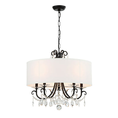 ##Antique Hardware## Othello 5 Light Matte Black Chandelier