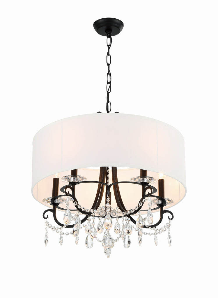 ##Antique Hardware## Othello 5 Light Matte Black Chandelier