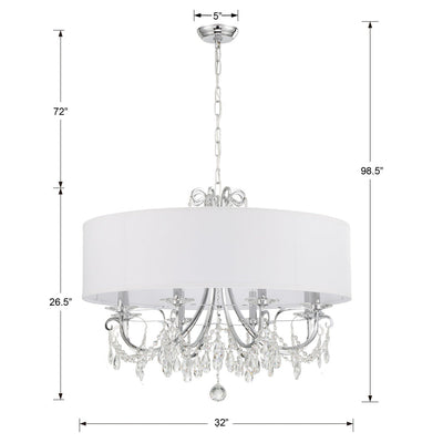 ##Antique Hardware## Othello 8 Light Polished Chrome Chandelier