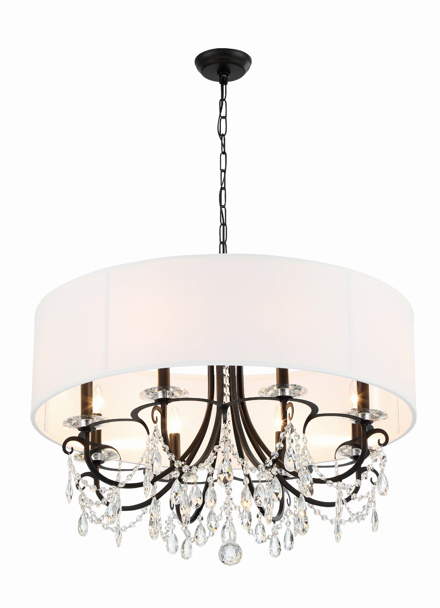 ##Antique Hardware## Othello 8 Light Matte Black Chandelier