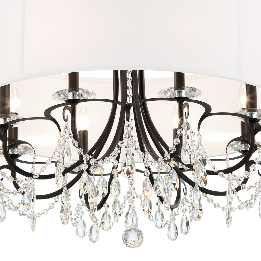 ##Antique Hardware## Othello 8 Light Matte Black Chandelier