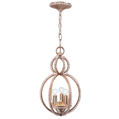 ##Antique Hardware## Garland 3 Light Crystal Bead Distressed Twilight Mini Chandelier