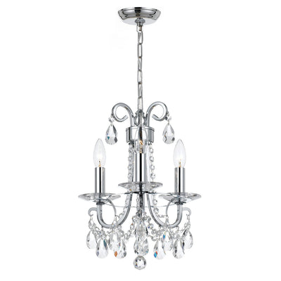 ##Antique Hardware## Othello 3 Light Polished Chrome Mini Chandelier