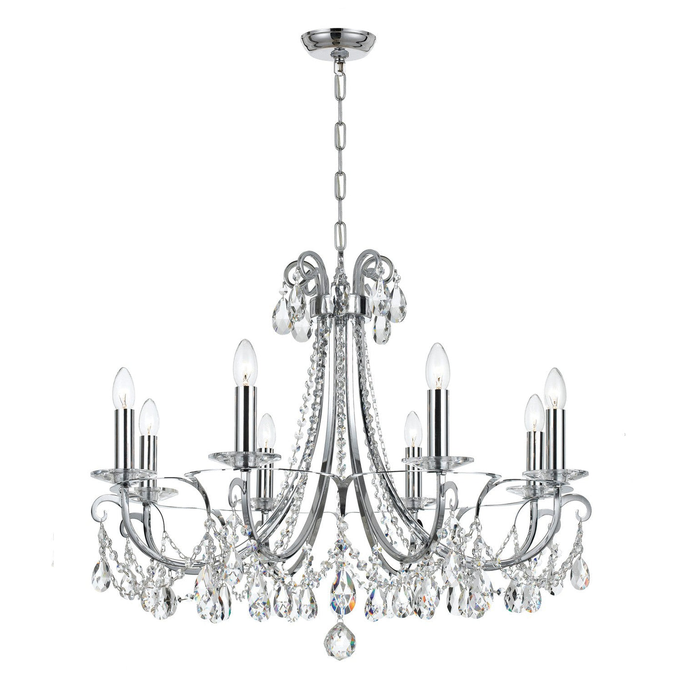 ##Antique Hardware## Othello 8 Light Polished Chrome Chandelier