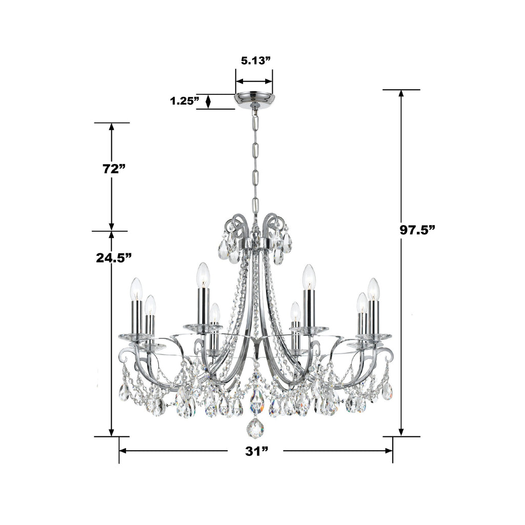 ##Antique Hardware## Othello 8 Light Polished Chrome Chandelier