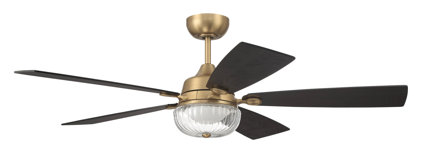 Antique Hardware 52" Chandler in Satin Brass w/ Flat Black/Black Walnut Blades Ceiling Fan