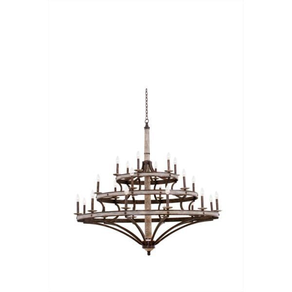 ##Antique Hardware## Coronado (12+6+6) Light 3 Tier Chandelier