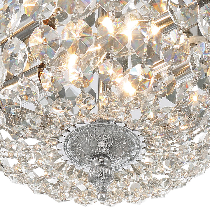 ##Antique Hardware## Crystorama 2 Light Clear Italian Crystal Polished Chrome Flush Mount