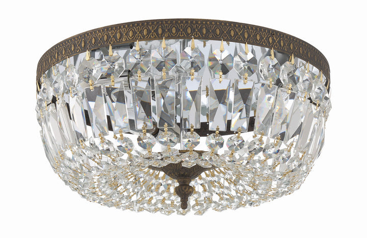 ##Antique Hardware## Crystorama 3 Light Spectra Crystal English Bronze Flush Mount