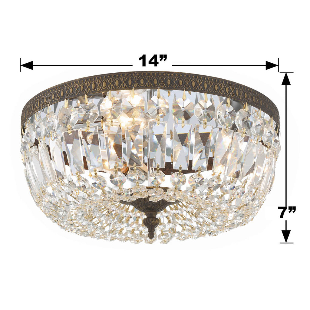 ##Antique Hardware## Crystorama 3 Light Spectra Crystal English Bronze Flush Mount