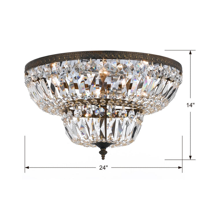 ##Antique Hardware## Crystorama 6 Light Spectra Crystal English Bronze Flush Mount