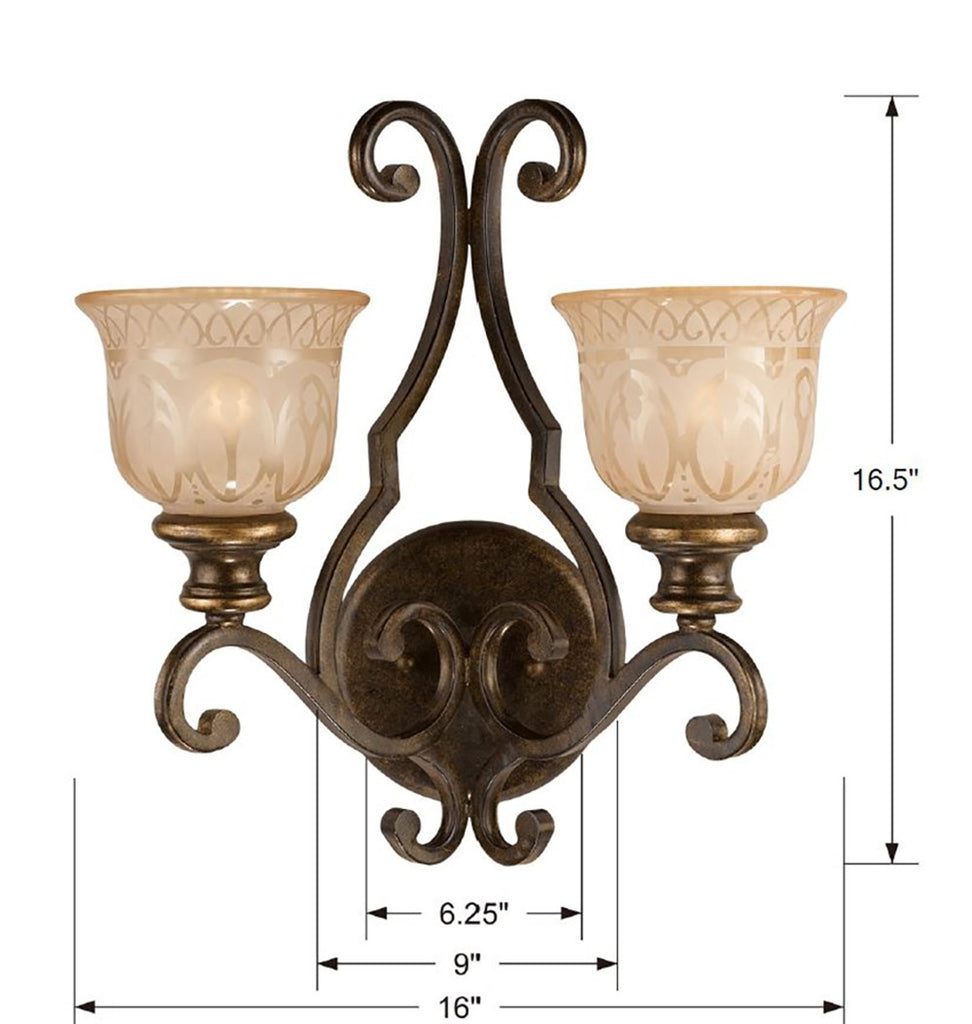 ##Antique Hardware## Norwalk 2 Light Bronze Umber Sconce