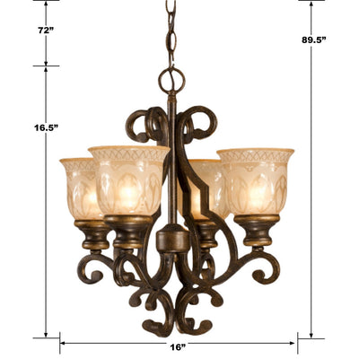 ##Antique Hardware## Norwalk 4 Light Bronze Umber Mini Chandelier