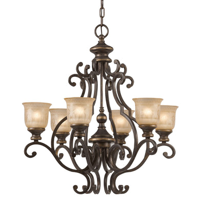 ##Antique Hardware## Norwalk 6 Light Bronze Umber Chandelier