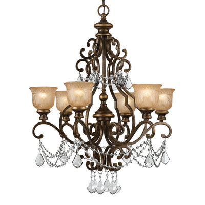 ##Antique Hardware## Norwalk 6 Light Hand Cut Crystal Bronze Umber Chandelier