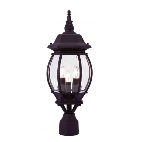 ##Antique Hardware## 3 Light Textured Black Outdoor Post Top Lantern